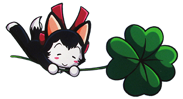 Chao from Unico holding a four-leaf clover