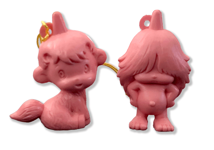 Unico and Akuma-kun figures