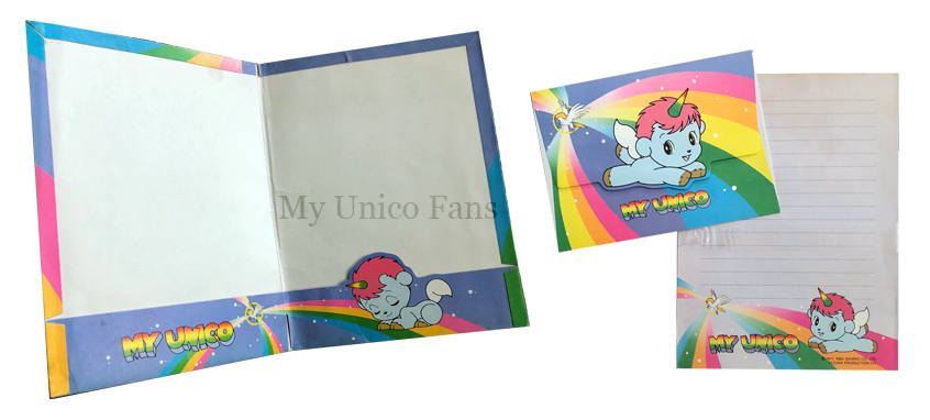 My Unico folder with sheets and envelope.