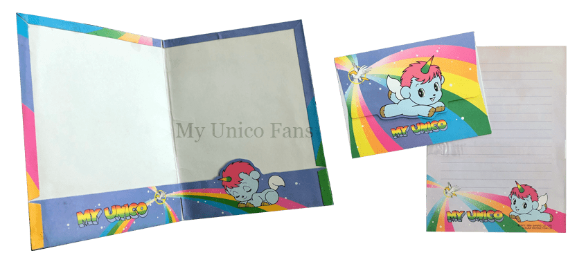 My Unico folder with sheets and envelope.